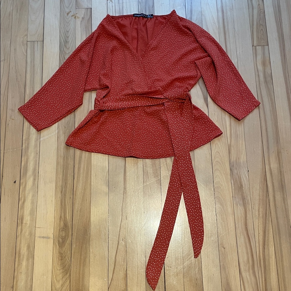 Boohoo Terracotta Polka Dot Top